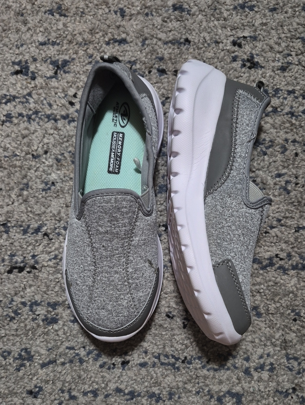 Athletic Works Women's Gray Slip-On Athletic Shoes with White Soles